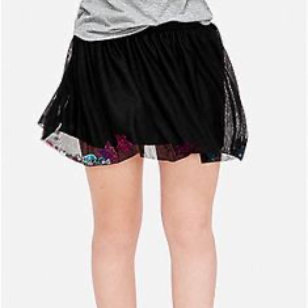 JUSTICE Girls Black Tutu Skort Embellished Hem XL